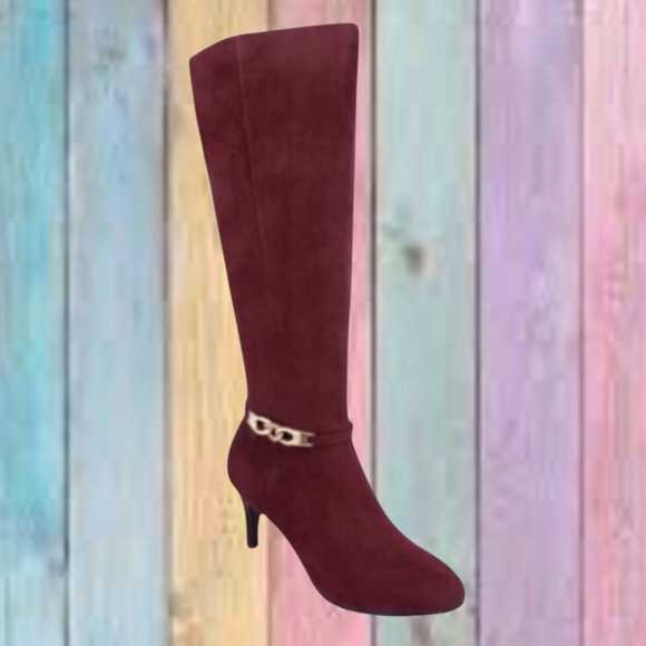 Karen Scott Shoes - Karen Scott Hanna Wine Purple Suede Heel Dress Boots NEW